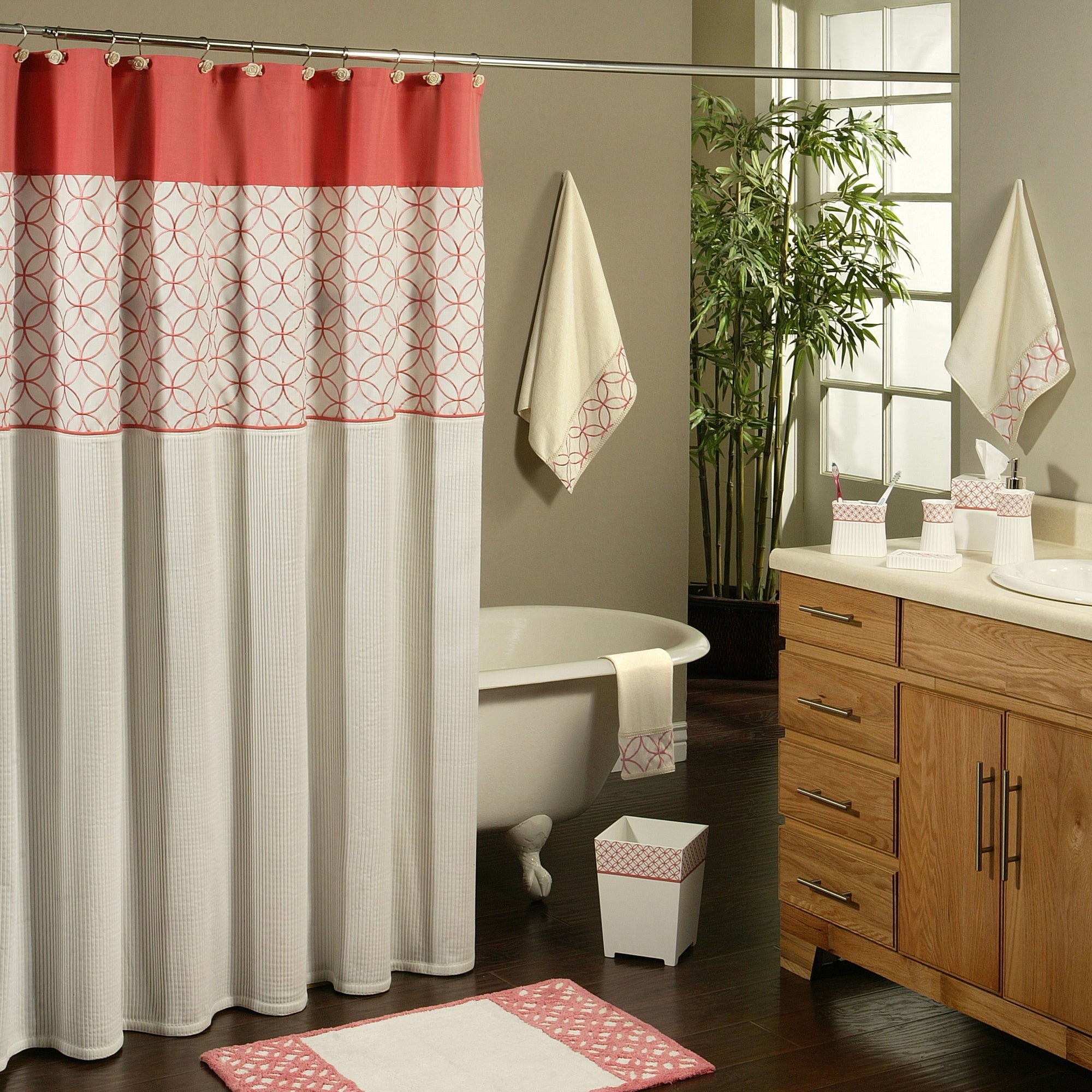 Romance Shower Curtain Red Geometric