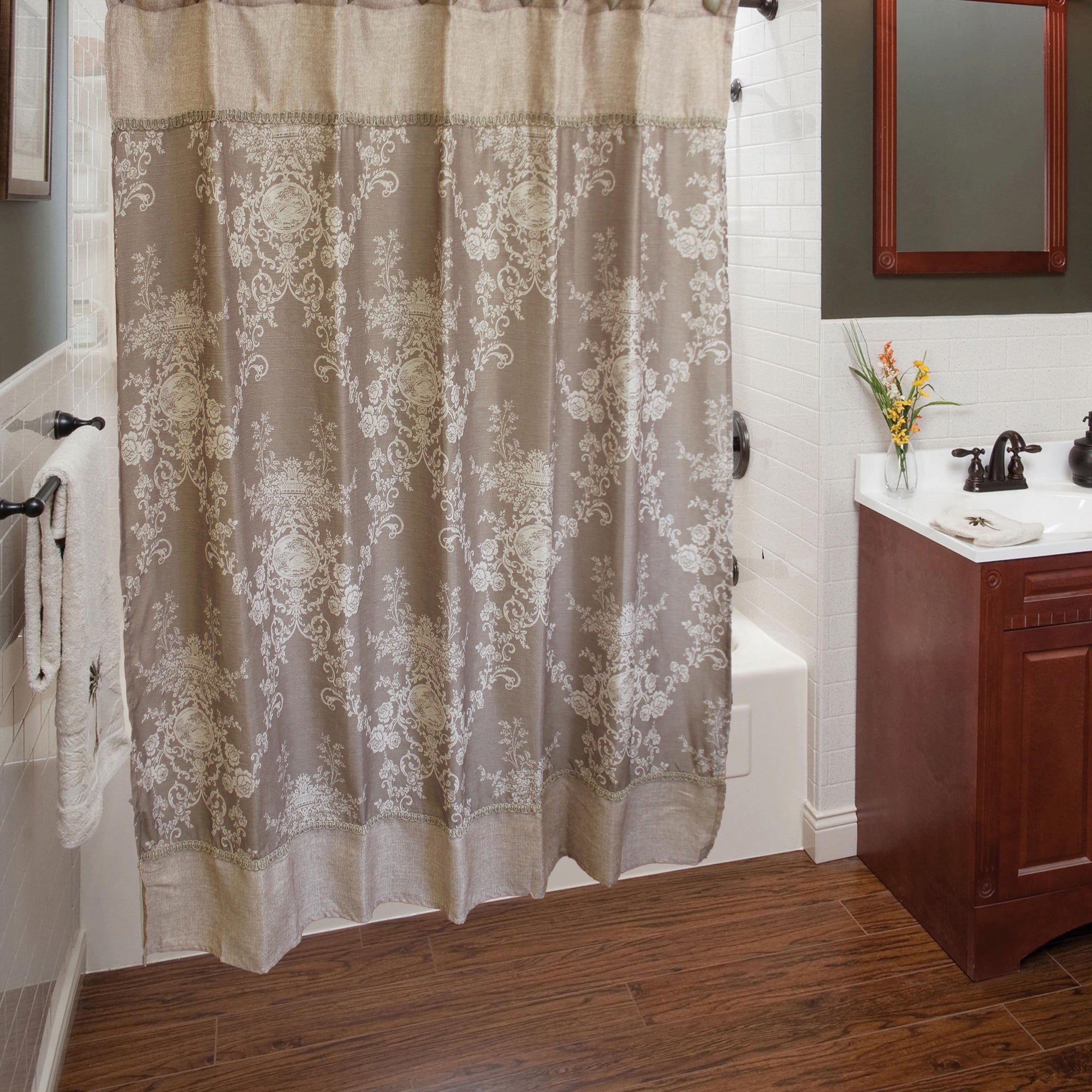 Winchester Shower Curtain Off-white Damask Floral
